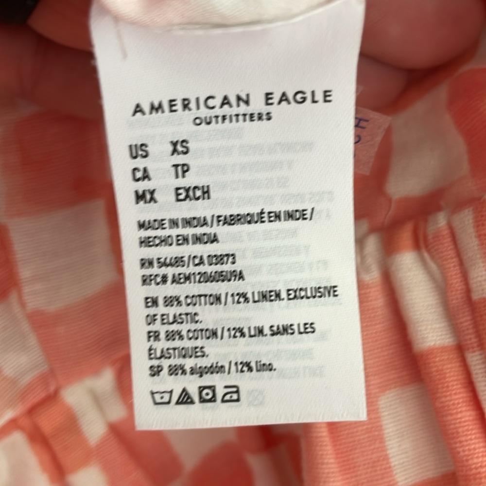 American Eagle Outfitters Checkered Flutter Sleeve Babydoll Romper - Size XS - Picture 5 of 5